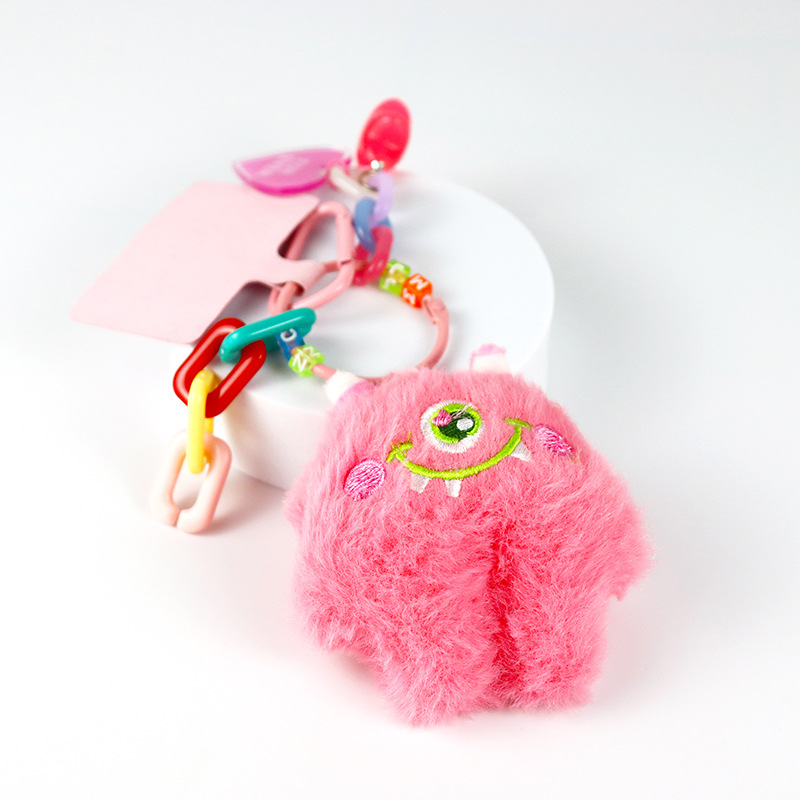 05.jpg Cute Halloween Pink Cyclops Plush Bag Charm - Image 1
