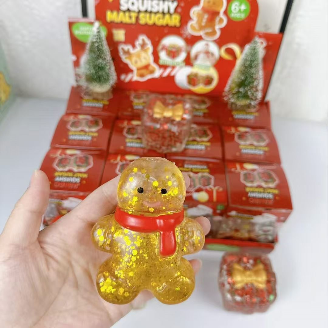 christmas-gingerbread-01.jpg Gingerbread Man TPR Maltose Squishy Toy - Image 1