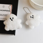 Cute Halloween White Ghost Plush Bag Charm - Image 2
