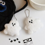 Cute Halloween White Ghost Plush Bag Charm - Image 3